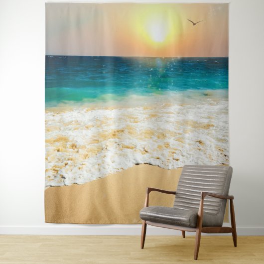 Beauful Summer Beach Sunset Foto Wandkleed (In situ)