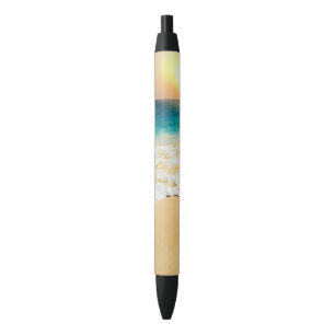 Beauful Summer Beach Sunset Foto Zwarte Inkt Pen