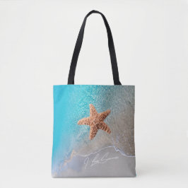 Beauful Summer Ocean Beach Schilderachtig met Star Tote Bag