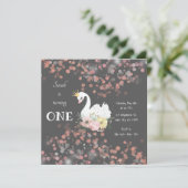 Beauful Swan Birthday Kaart Uitnodiging (Staand voorkant)
