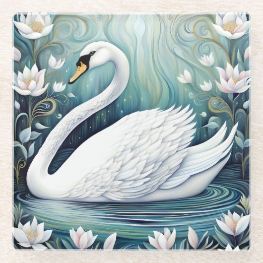 Beauful Swan Glazen Onderzetter (Voorkant)