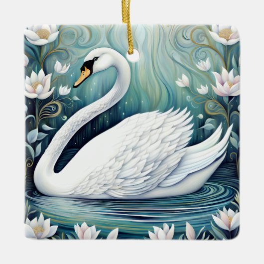 Beauful Swan Keramisch Ornament (Voorkant)