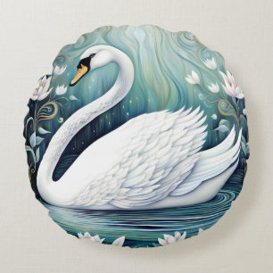 Beauful Swan Rond Kussen
