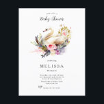 Beauful Swan Shower-uitnodiging Briefkaart<br><div class="desc">Mooie doucheuitnodiging voor zwemmen</div>