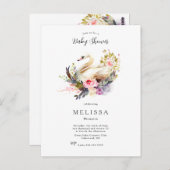 Beauful Swan Shower-uitnodiging Briefkaart (Voorkant / Achterkant)