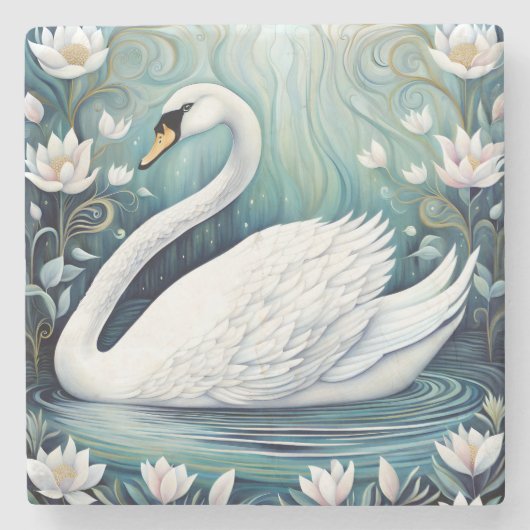 Beauful Swan Stenen Onderzetter (Voorkant)