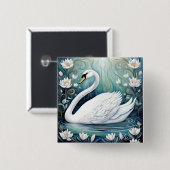 Beauful Swan Vierkante Button 5,1 Cm (Voorkant /achterkant)