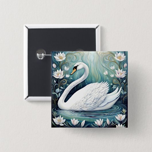 Beauful Swan Vierkante Button 5,1 Cm (Voorkant /achterkant)