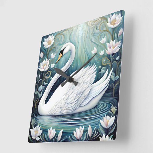Beauful Swan Vierkante Klok (Hoek)