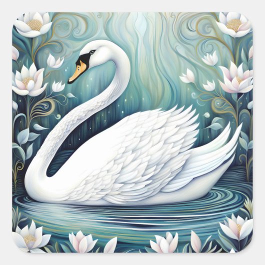 Beauful Swan Vierkante Sticker (Voorkant)