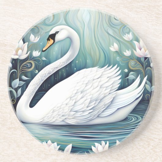 Beauful Swan Zandsteen Onderzetter (Voorkant)