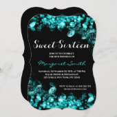 Beauful Sweet 16 Diamonds Turquoise Invitation Kaart (Voorkant / Achterkant)