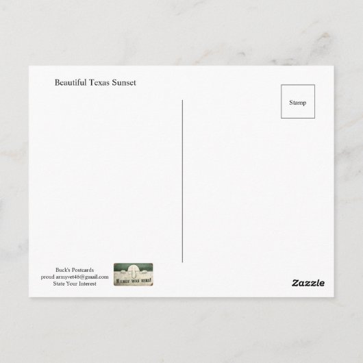 Beauful Texas Sunset Briefkaart (Achterkant)