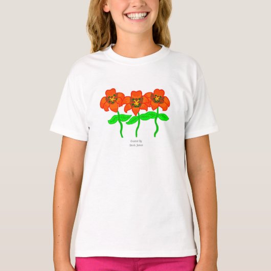 Beauful Tiger Lilies Girls White Basic T Shirt (Voorkant)
