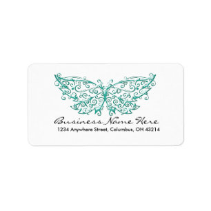 Beauful Turquoise Butterfly Adresetiketten Etiket