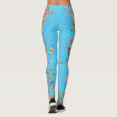 Beauful Turquoise Floral Butterfly Chinoiserie Leggings (Achterkant)