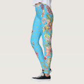 Beauful Turquoise Floral Butterfly Chinoiserie Leggings (Links)