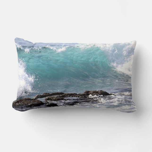 Beauful Turquoise Wave Lumbar Pillow Kussen (Voorkant)