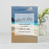 Beauful Turquoise Zee Tropical Photo Birthday Save The Date (Staand voorkant)
