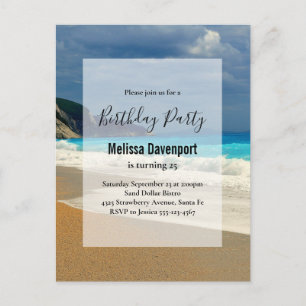 Beauful Turquoise Zee Tropical Photo Birthday Uitnodiging Briefkaart