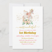 Beauful Unicorn 1st Birthday Uitnodiging (Voorkant)