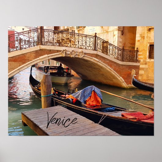 Beauful Venice Italy Canal Boat Travel Poster (Voorkant)