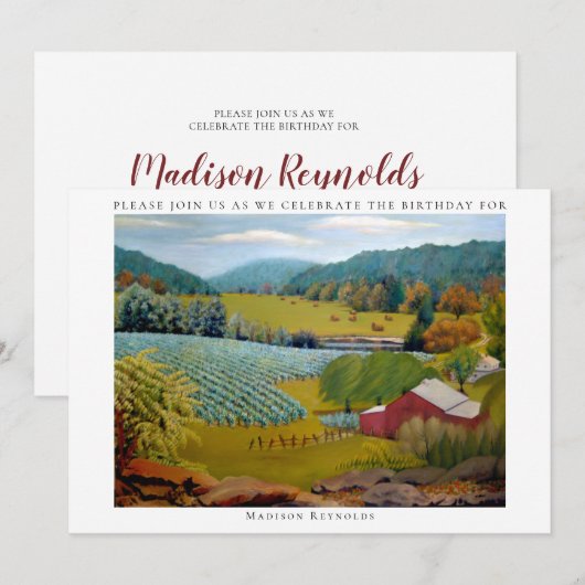 Beauful Vineyard Boerderij Birthday Kaart (Voorkant / Achterkant)