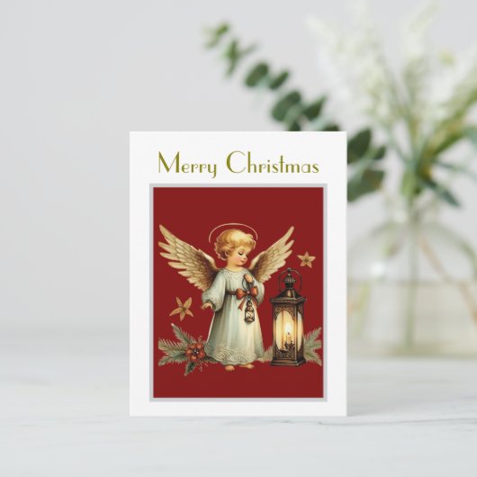 Beauful Vintage-kerstengel Briefkaart (Staand voorkant)