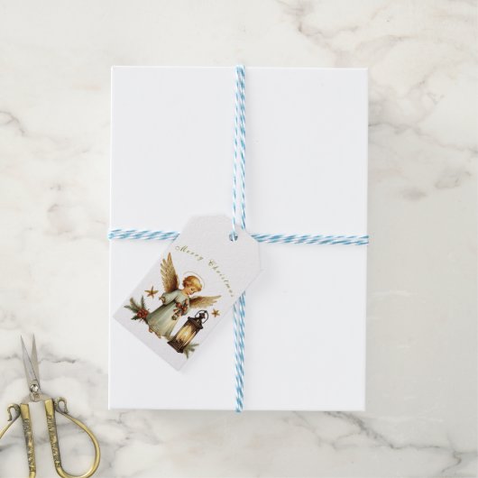 Beauful Vintage-kerstengel Cadeaulabel (Met Touw)