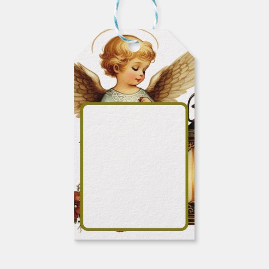 Beauful Vintage-kerstengel Cadeaulabel (Achterkant)