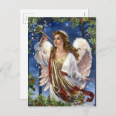 Beauful Vintage-kerstengel Feestdagenkaart (Voorkant / Achterkant)