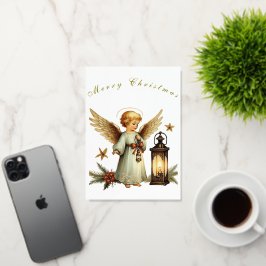 Beauful Vintage-kerstengel Folie Wenskaart