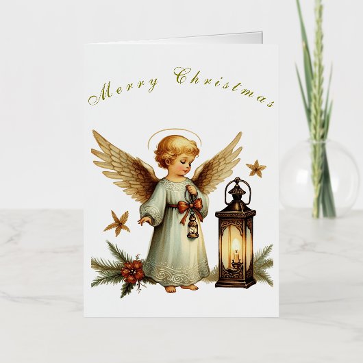 Beauful Vintage-kerstengel Folie Wenskaart (Voorkant)