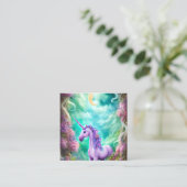 Beauful Whimsical Unicorn Horse Vierkante Visitekaartje (Staand voorkant)