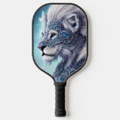 Beauful White Armored Warrior Lion Sherpa Pickleball Paddle (Voorkant)
