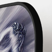 Beauful White Armored Warrior Lion Sherpa Pickleball Paddle (Links Detail)