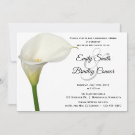 Beauful White Calla Lily Floral Rehearsal Dinner Kaart
