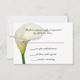 Beauful White Calla Lily Wedding RSVP Kaartje