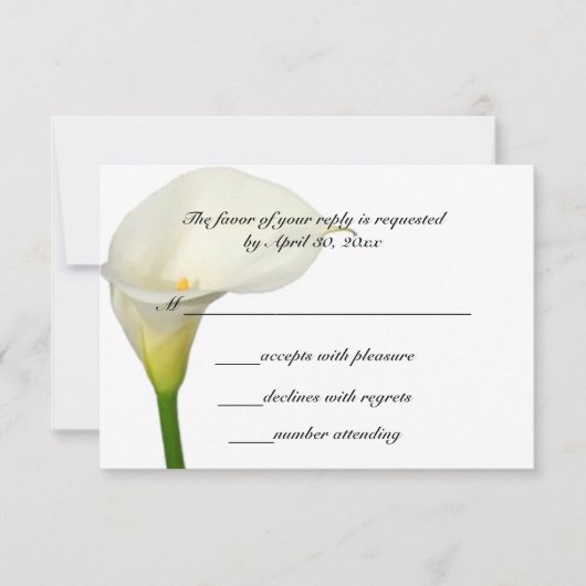 Beauful White Calla Lily Wedding RSVP Kaartje (Voorkant)