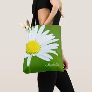 Beauful White Daisy Personalized Tote Bag