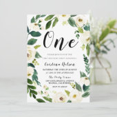 Beauful White Flowers Foto terug 1e verjaardag Kaart (Staand voorkant)