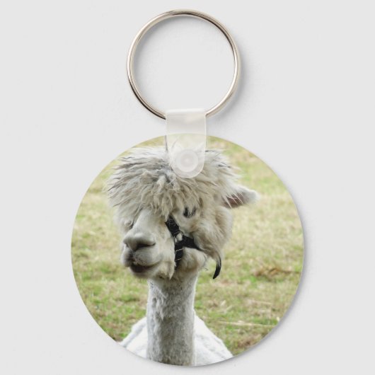 Beauful White Llama Sleutelhanger (Voorkant)