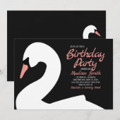 Beauful White Swan Birthday Uitnodiging (Voorkant / Achterkant)