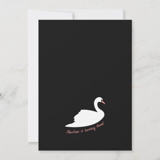 Beauful White Swan Birthday Uitnodiging (Achterkant)