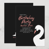 Beauful White Swan Birthday Uitnodiging (Voorkant / Achterkant)