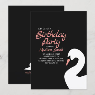 Beauful White Swan Birthday Uitnodiging