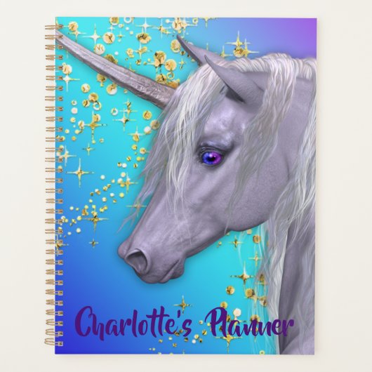 Beauful White Unicorn Personalized Planner (Voorkant)