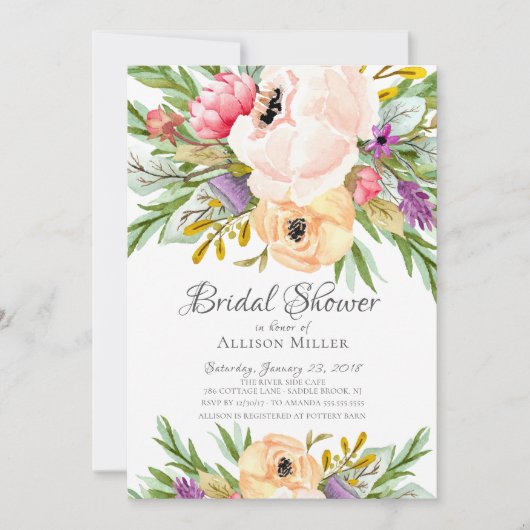 Beauful Wild Flower Bridal Shower Kaart (Voorkant)