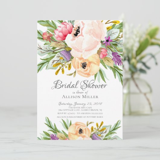 Beauful Wild Flower Bridal Shower Kaart (Staand voorkant)