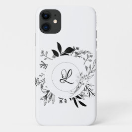 Beauful Wild Flowers Doodle Monogram Case-Mate iPhone Case